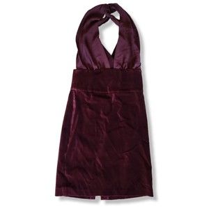 Chaiken Size 6 Red Burgundy Velvet Halter Mini Dress Open Back Layered Halter